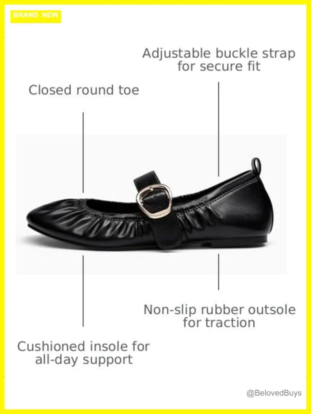 Womens Ballet Flats Ruched Round Toe Mary Jane Slip On Dressy Shoes Faux Leather